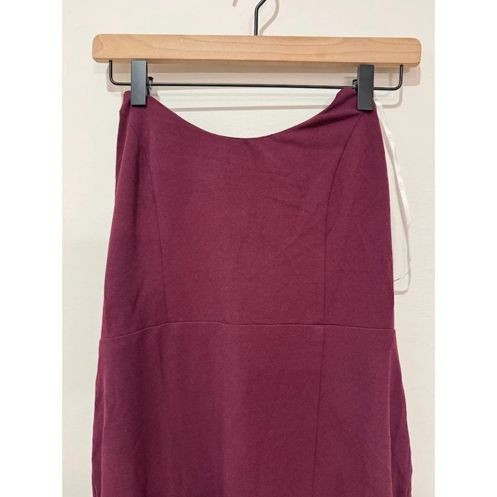 Lulus Burgundy Strapless High Slit Maxi Dress Formal Evening Gown XL - Picture 3 of 13